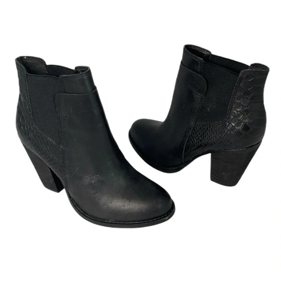 ALDO Western Snake Pattern Ankle Boots Black Genuine Leather Pull-On Size 6 - Picture 1 of 11